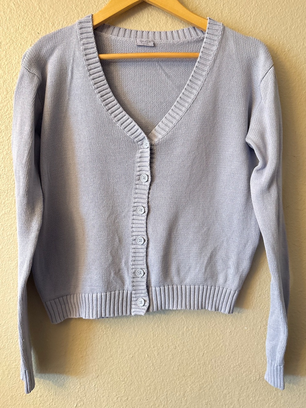 Brandy Melville John Galt Billie Cardigan Light Blue Lavender Pastel V-Neck Knit
